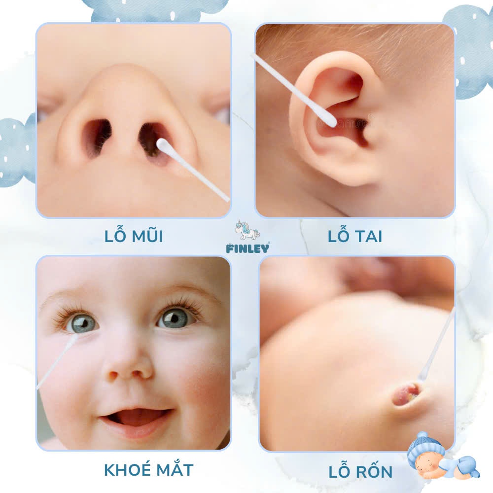 Ảnh Hộp 200 tăm bông ráy tai 2 đầu kháng khuẩn cho bé Finley FL0162 2