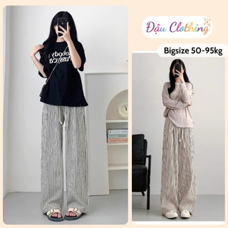 Quần Kẻ Sọc Nữ Bigsize Dáng Suông Dài Cạp Cao Lưng Chun Thoải Mái Cho Nàng Chubby Q534