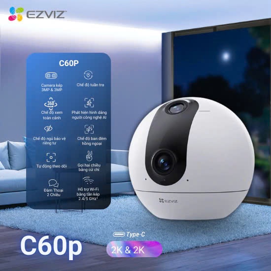 Camera Wifi EZVIZ C60P Dual Mix 2K - Phiên Bản Camera 2 Mắt Kép Trong ...