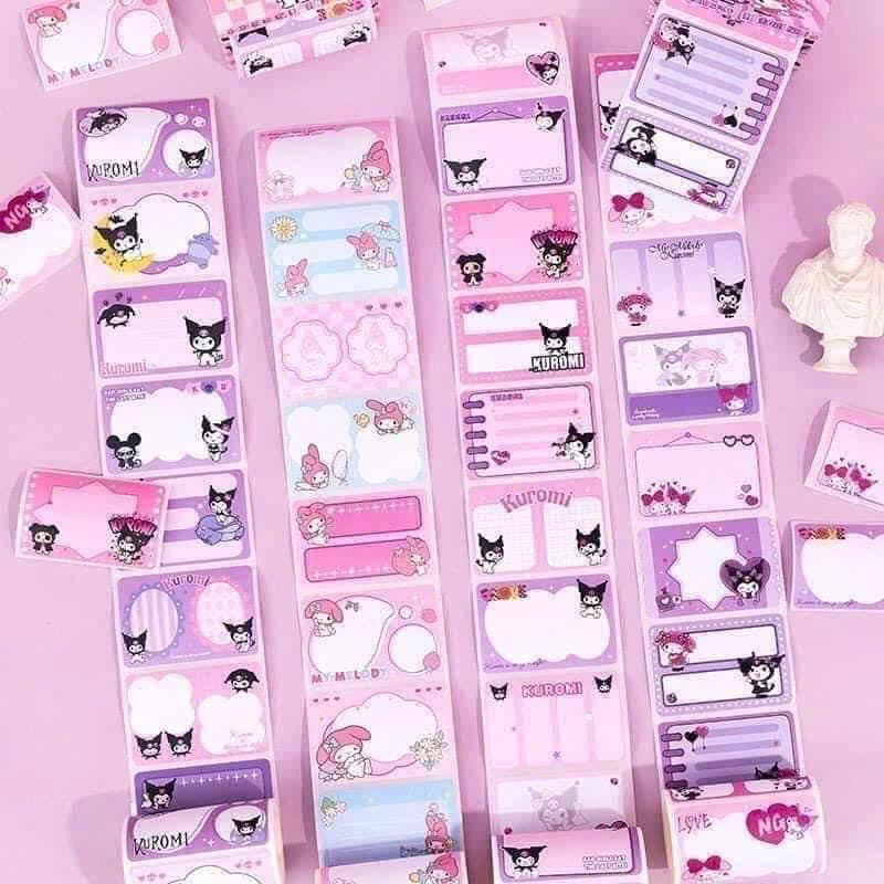 CUỘN 100 NHÃN VỞ, DECAL, GIẤY NOTE HÌNH KURUMI SIÊU XINH CHO BÉ
