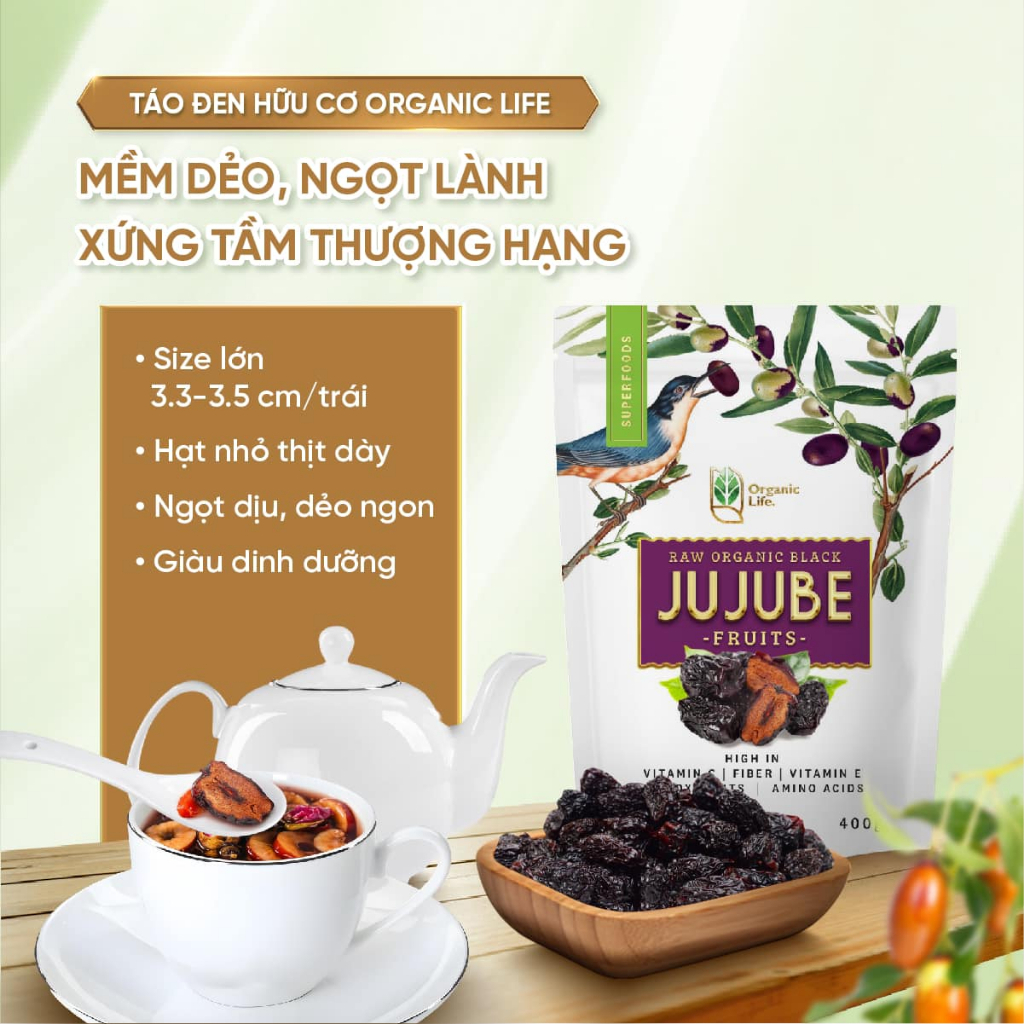 Táo đen hữu cơ Organic Life Black Jujube 400G