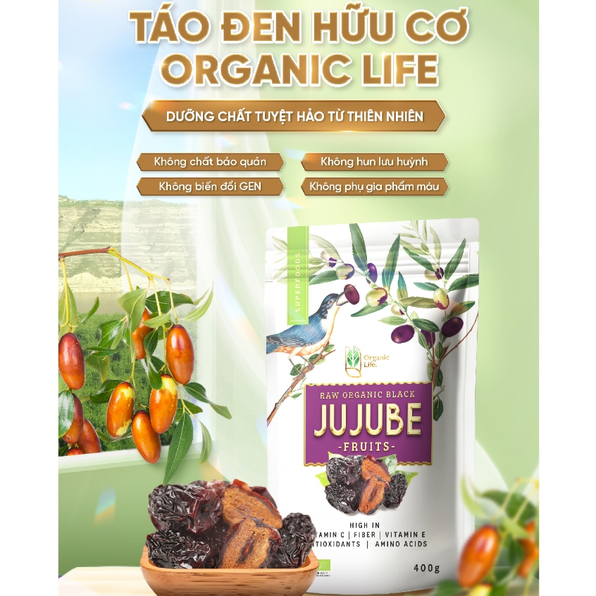 Táo đen hữu cơ Organic Life Black Jujube 400G