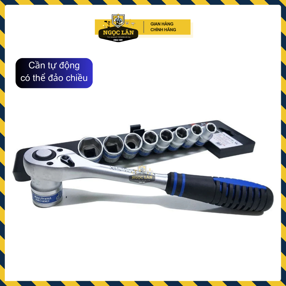 [Hàng chuẩn TOP] Bộ khẩu, bộ tuýp cần tự động 10 Chi tiết 1/2'' 10-24mm tay bọc thợ sửa xe tin dùng