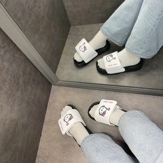 [ TẶNG VỚ ] Dép Quai Dán Xé Nữ Rabbit x Kitty Thêu Nổi Đế Cao Trendy , Đế Cao 4cm, Dép nữ OWC