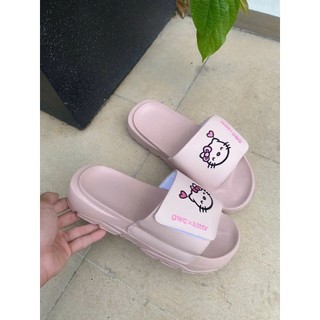 [ TẶNG VỚ ] Dép Quai Dán Xé Nữ Rabbit x Kitty Thêu Nổi Đế Cao Trendy , Đế Cao 4cm, Dép nữ OWC