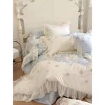 Set chăn ga 4 món phong cách Tiểu Thư lụa thêu cao cấp bèo ren cho những cô nàng sành điệu nữ tính phong cách. — ảnh 5