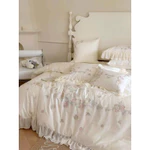 Set chăn ga 4 món phong cách Tiểu Thư lụa thêu cao cấp bèo ren cho những cô nàng sành điệu nữ tính phong cách. — ảnh 6
