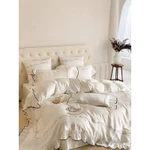 Set chăn ga 4 món phong cách Tiểu Thư lụa thêu cao cấp bèo ren cho những cô nàng sành điệu nữ tính phong cách. — ảnh 7