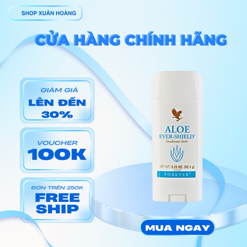 Sáp Khử Mùi 067Flp Lô Hội. Forever Aloe Ever-Shield. Ngăn Mùi Khó Chịu, Không Muối Nhôm, Dịu Nhẹ Không Thâm. 92.1g