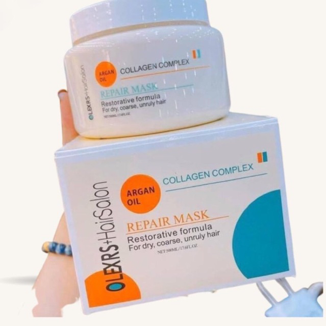 Kem Hấp Ủ Tóc Phục Hồi Hư Tổn Chống Gãy Rụng Olexrs Collagen Complex Repair Mask 500ml