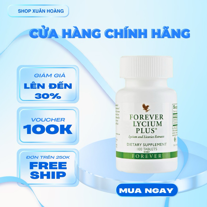 Forever Lycium Plus #072Flp Lô Hội. Forever Lycium Plus. Hỗ Trợ Sức Khỏe và Hệ Tiêu Hóa. 100v/lọ