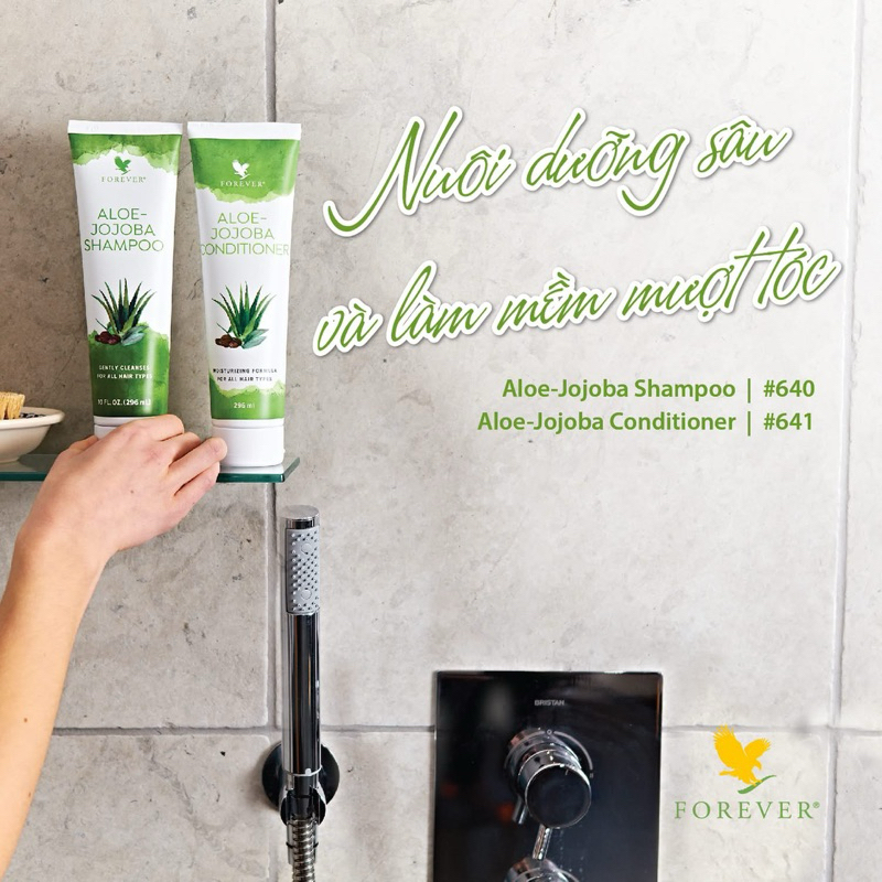 Dầu Gội & Dầu Xả Lô Hội #640 #641Flp. Forever Aloe-Jojoba. Dưỡng Tóc Suôn Mượt, Cho Mọi Loại Tóc