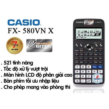 máy tính casio 580, Thích hợp cho học sinh trung học cơ sở và trung học cơ sở, giá rẻ, có thể sử dụng tiếng Việt