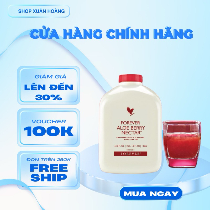 Nước Lô Hội Vị Táo & Việt Quất 034Flp. Forever Aloe Berry Nectar. Hỗ Trợ Sức Khỏe & Hệ Tiêu Hóa 1Lít