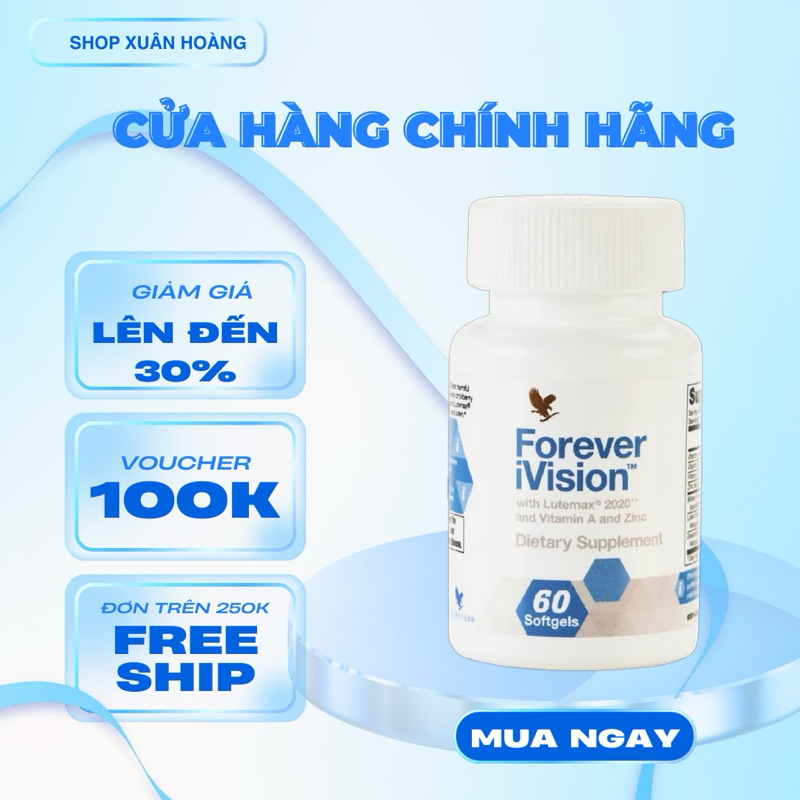 Viên Uống Bổ Mắt #624Flp Lô Hội. Forever iVision. Hỗ Trợ Thị Lực Khỏe Mạnh, Bảo Vệ Mắt. 60 Viên