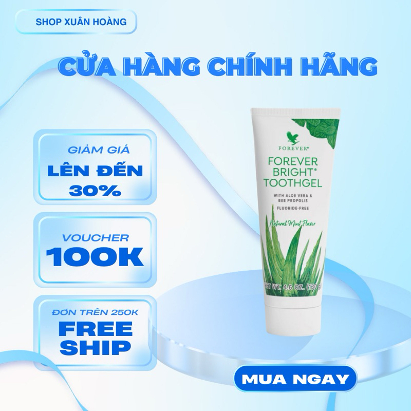 Kem Đánh Răng #028Flp Lô Hội. Forever Bright Toothgel. Hỗ Trợ Làm Dịu Viêm Nướu, Giảm Ê Buốt. 130g