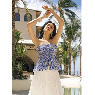 Áo OLV cúp ngực đính nơ dáng peplum co giãn tôn dáng Calloway nhiều màu đi chơi đi biển mùa hè