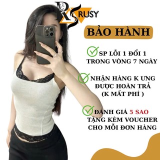 Áo Croptop HAI DÂY REN NGỰC Ôm Body Áo 2 Dây Kiểu Sexy Chất Gân Viền Ren Quyến Rũ 2S02 RUSY