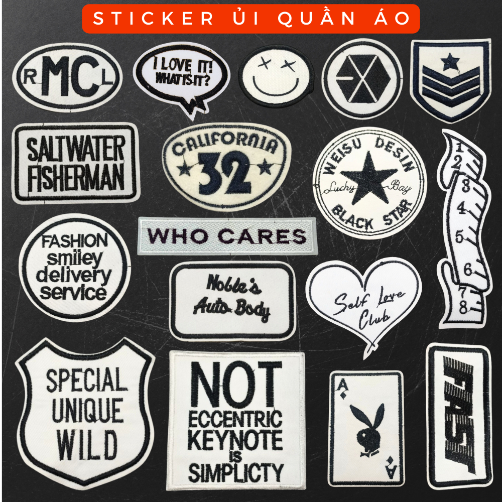 Sticker Vải, Sticker Ủi Thêu Quần Áo,Balo, logo thêu, miếng ủi vá quần ...