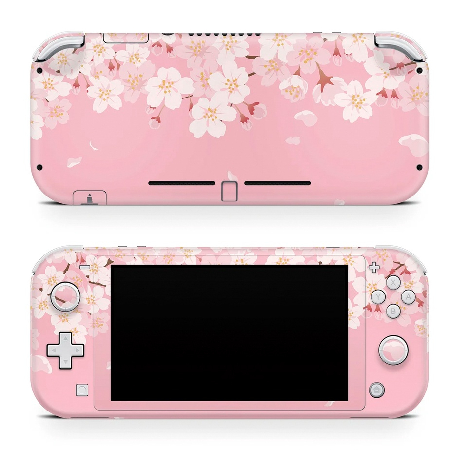 Skin decal dán Nintendo Switch Lite mẫu pink sakura (đã cắt sẵn, dễ dán)