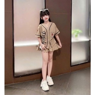 Sét Váy thời trang Bé Gái và Mẹ tenis-pickleballs 20-46kg mẫu 50+51SV,Chân Váy xinh, áo in Chữ TITOS