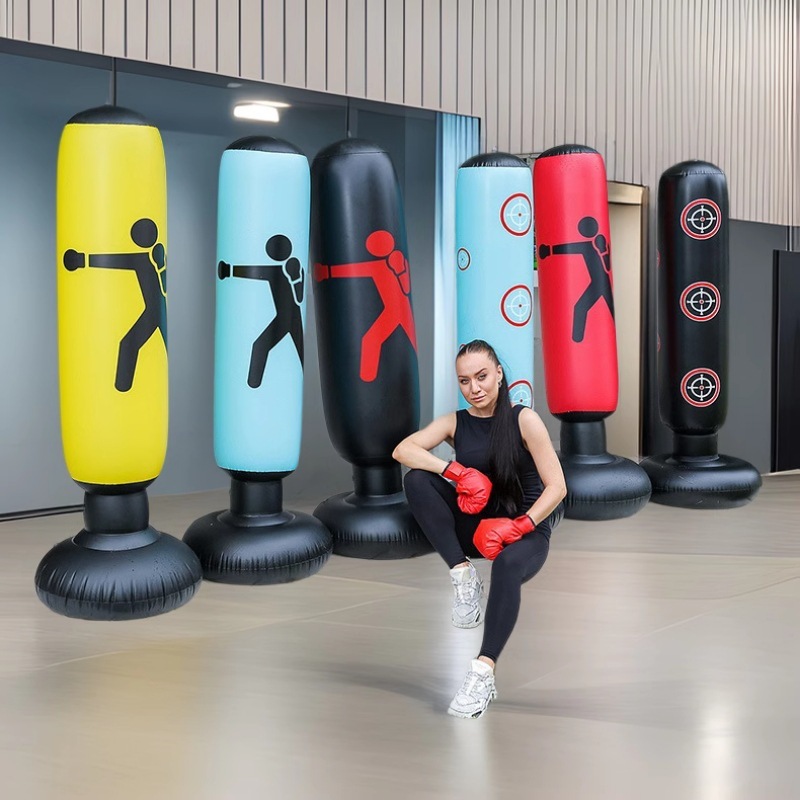 Trụ Đấm Bốc Tự Cân Bằng Bơm Hơi Cao Cấp, Tập Boxing Muay Thái Karate, trụ cao 1.2-1.6m