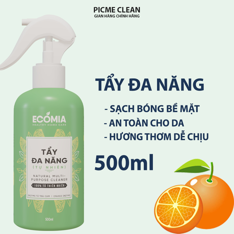 Chai Xịt Làm Sạch Nhà Và Bếp Đa Năng ECOMIA Tẩy Dầu Mỡ, Tẩy Ố Vàng, Làm Sạch Bếp, Bồn Rửa, Gạch Men