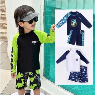 Đồ bơi bé trai BONBON KIDS dáng rời áo dài tay hoạ tiết phi hành gia, bộ đi biển cho bé sz 10- 40 kg