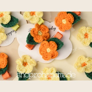 Kẹp tóc hoa len móc cho nữ và bé gái 5cm |Phụ kiện cặp tóc mái Handmade đẹp 5cm |Shop Rô Handmade