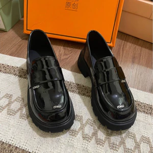 Giày lười nữ miu nhỏ mũi tròn đế độn cao 4cm, loafer nữ da mềm, giày moca nữ miu đế cao tôn dáng P-003