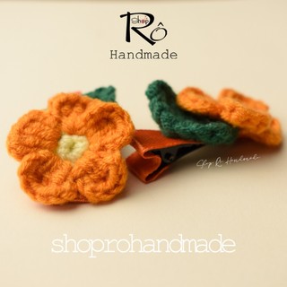 Kẹp tóc hoa len móc cho nữ và bé gái 5cm |Phụ kiện cặp tóc mái Handmade đẹp 5cm |Shop Rô Handmade