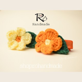 Kẹp tóc hoa len móc cho nữ và bé gái 5cm |Phụ kiện cặp tóc mái Handmade đẹp 5cm |Shop Rô Handmade