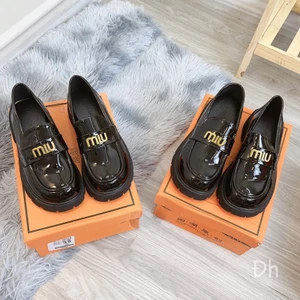 Giày loafer nữ miu da bóng đế độn cao 4cm, moca nữ đế bằng thời trang, giày búp bê nữ miu cực xinh