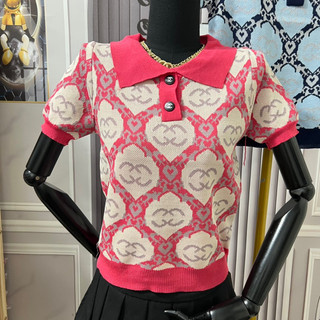 Áo len polo cổ bẻ hoạ tiết chữ X len dệt kim cộc tay free size mã 803