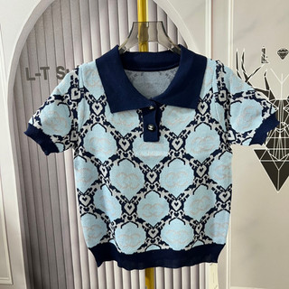 Áo len polo cổ bẻ hoạ tiết chữ X len dệt kim cộc tay free size mã 803