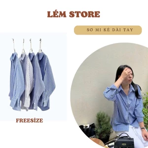 Áo Sơ Mi Nữ Kẻ Sọc Xanh Nhiều Kiểu Dáng Oversize Chất Thô Cotton Thấm Hút Mồ Hôi,Phong Cách(Có Sẵn - Sỉ)