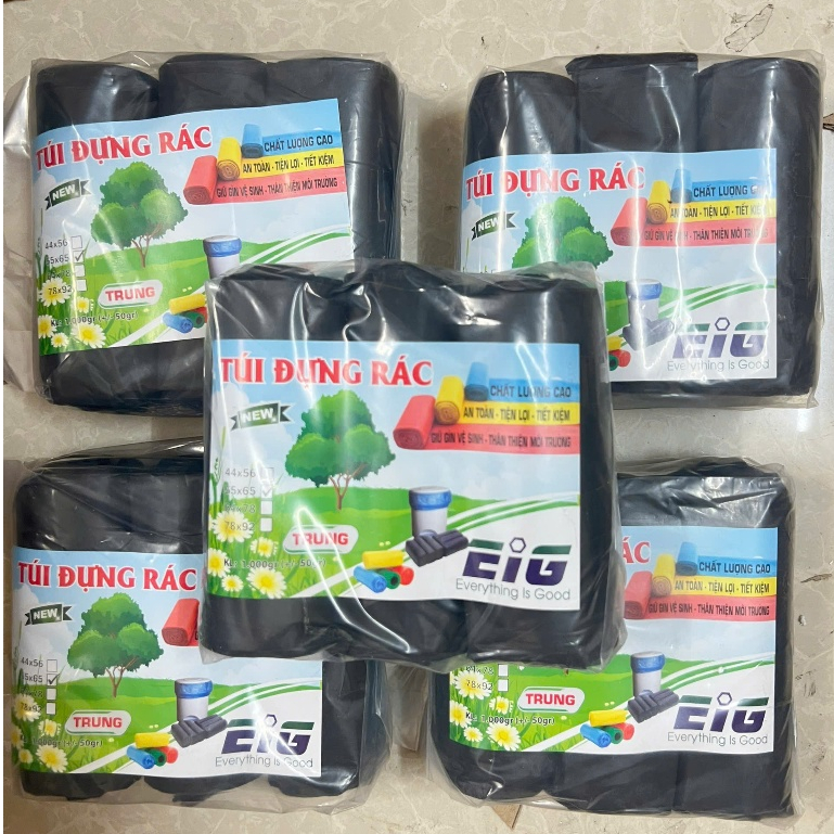 Combo 5 KG Túi Đựng Rác Tự Hủy EIG ĐEN TRUNG 1kg có 3 Cuộn | Shopee ...