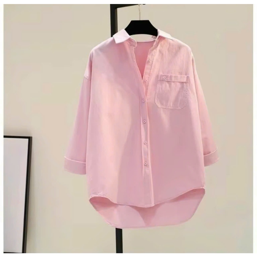 Áo sơ mi thô form rộng 1 túi Hàn Quốc  Form rộng bảng màu pastel mới ngọt ngào xinh đẹp(Có Sẵn - Sỉ)