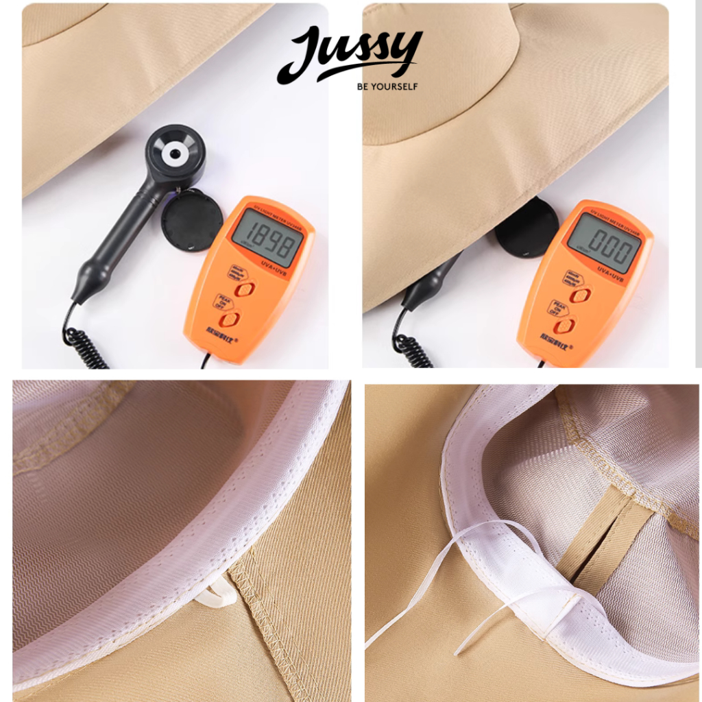 Mũ Chống Nắng Có Khăn Che Full Đầu Tới Vai Viền Vành Kẽm JN09 Jussy Official Khăn Trùm Đầu Triệu Lộ Tư Vải Cotton Lụa