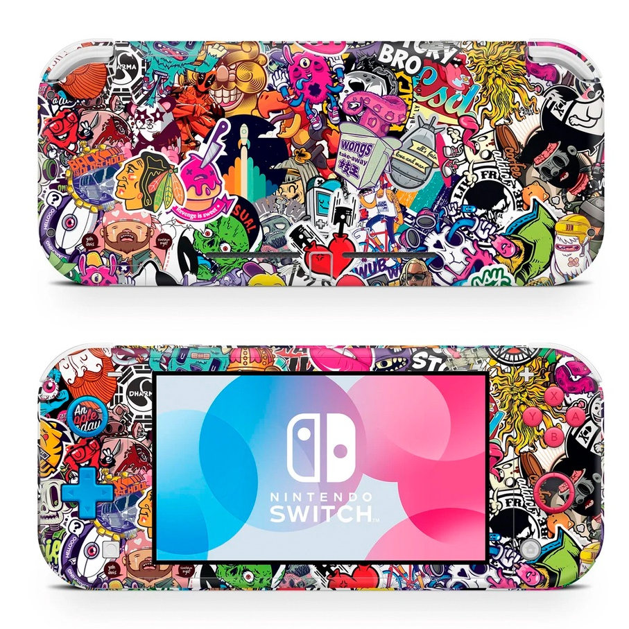 Skin decal dán Nintendo Switch Lite mẫu Stickerbomb (đã cắt sẵn, dễ dán)