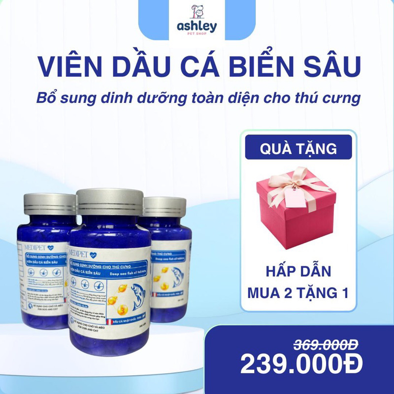Dầu cá biển sâu Medipet dạng viên nén cho chó và mèo giảm rụng lông, tăng đề kháng