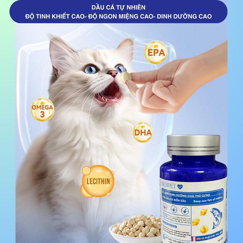 Dầu cá biển sâu Medipet dạng viên nén cho chó và mèo giảm rụng lông, tăng đề kháng