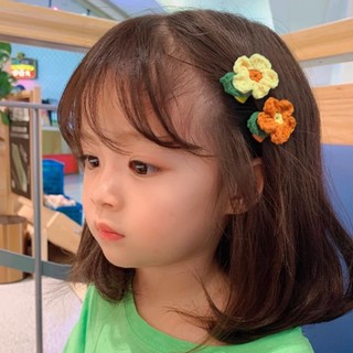 Kẹp tóc hoa len móc cho nữ và bé gái 5cm |Phụ kiện cặp tóc mái Handmade đẹp 5cm |Shop Rô Handmade