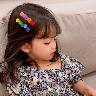 Kẹp tóc mỏ vịt chấm tròn cầu vồng cho nữ và bé gái bằng len 6cm |Cặp tóc mái đẹp |Shop Rô Handmade