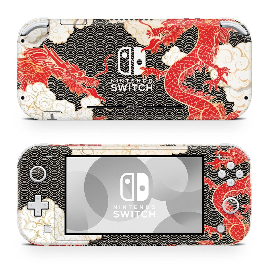 Skin decal dán Nintendo Switch Lite mẫu Rồng Châu Á (đã cắt sẵn, dễ dán)