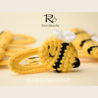 Kẹp tóc con ong màu vàng bằng len cho nữ và bé gái dễ thương 6cm |Cặp tóc mái cute |Shop Rô Handmade