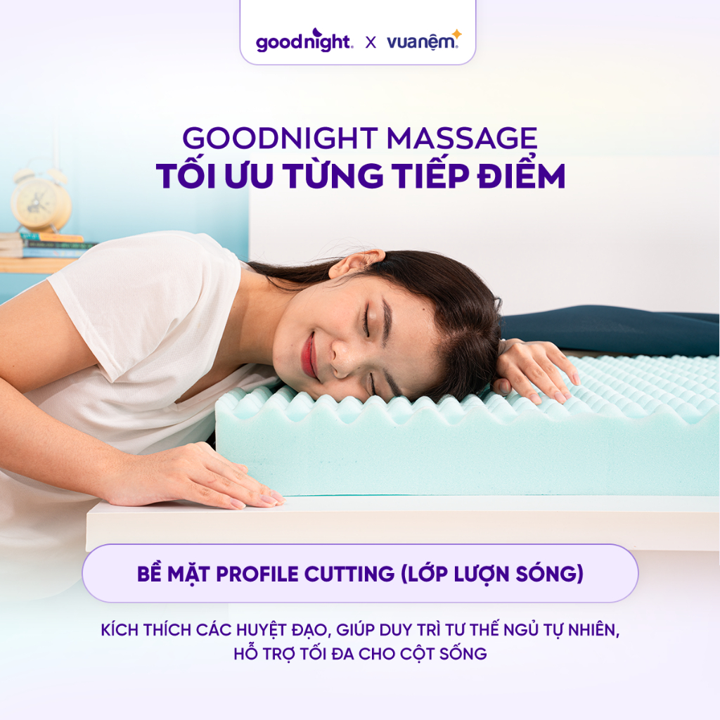 Ảnh Nệm Foam Cấu Trúc Lượn Sóng, Duy Trì Tư Thế Nằm Goodnight Massage 9cm 4
