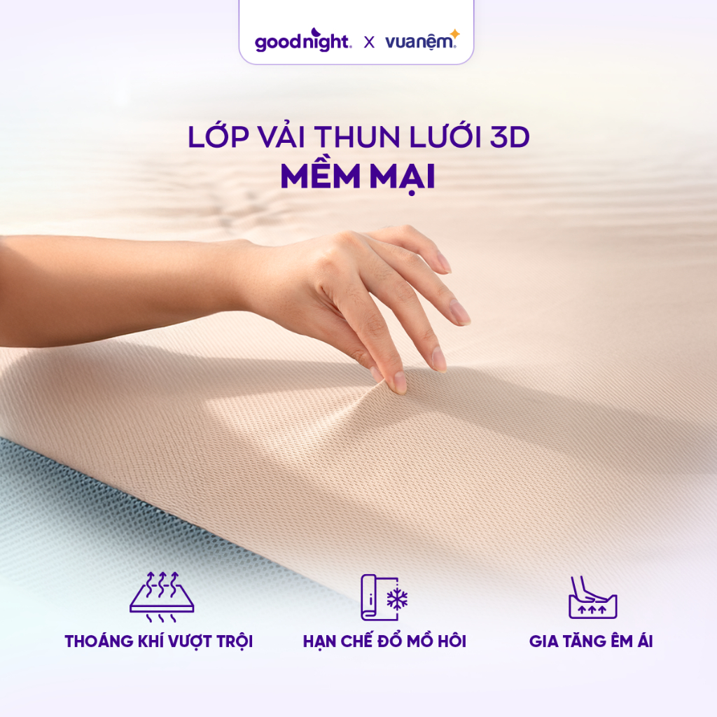 Ảnh Nệm Foam Goodnight Massage 9cm, Đệm Foam Vua Nệm, Cấu Trúc Lượn Sóng, Duy Trì Tư Thế Nằm 4
