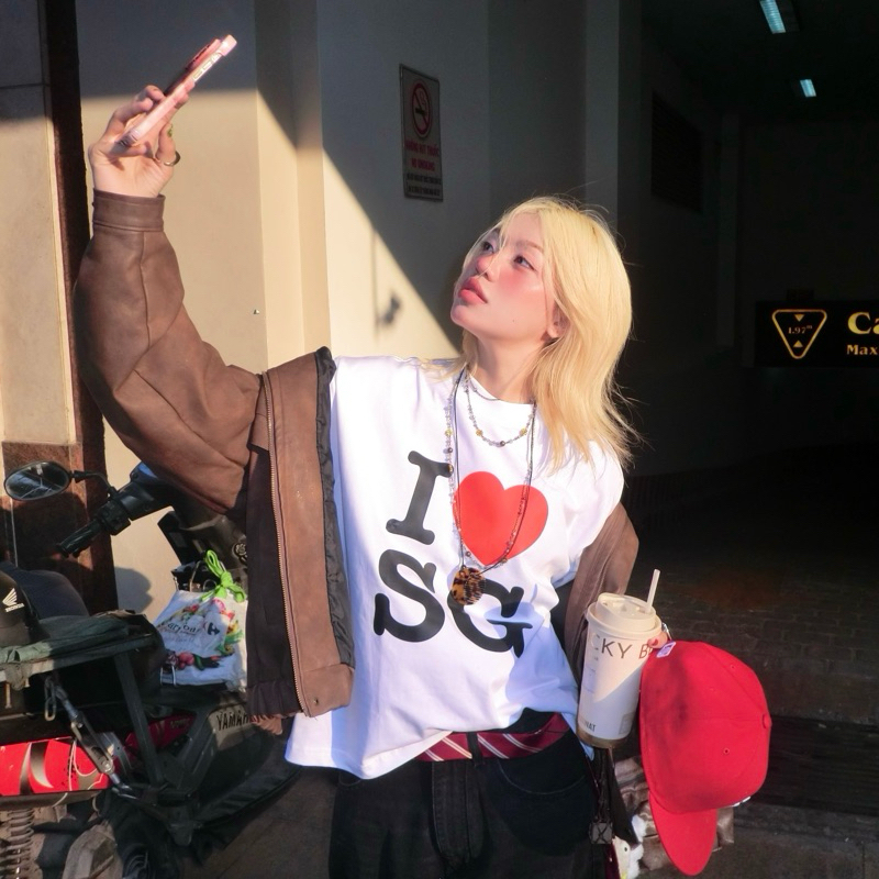 ÁO THUN FORM BOXY "I LOVE SG" WONDERSTU - UNISEX COTTON 260GSM