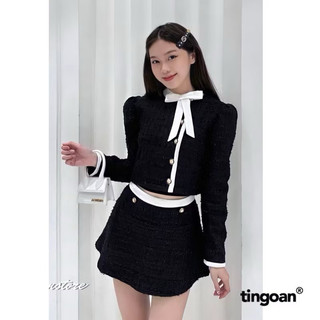 ÁO TWEED ROSE TEA TOP ĐEN S TI NGOAN (NEWTAG)